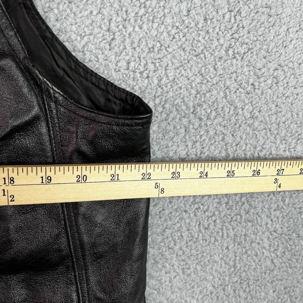 Oscar Piel Mens Leather Vest Black Usa Eagle Waist Length V Neck L‎ M